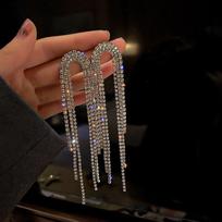 Lady Charm Ilgas Kutas Crystal Drop Auskarai Moteriški Geometriniai Kalnų krištolas Auskarai Vakarėlis Papuošalai Dovanos sidabras
