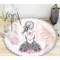 Dekoratyvinis kilimas Animacinių filmų raštais Plotinis kilimas Svetainės Miegamojo Vonios Kambario Grindims Flanelės Medvilnės Neslystantis Padas Diameter 60cm gray