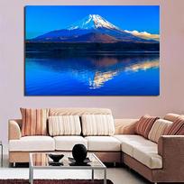 Mount Fuji Fujisan Decorative Painting Oil Painting Scenery Wall Pictures for Living Room Landscape Japan Home Decor Pictures 20*40cm blue