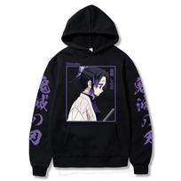 Fashion New Harajuku Anime Demon Slayer Men Women Kimetsu No Yaiba Hoodies Sweatshirts Shinobu Kocho Printed Hoodie Aesthetic Clothes L gray