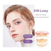 Light Matte Foundation Double Layer Natural Color Effect Concealer Oil Control Pressed Powder brown
