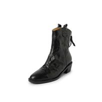 Krazing Pot Sheep Leather Autumn Winter Shoes Round Toe Med Heels Zipper Office Lady Women Ankle Boots 34 juoda