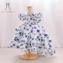 Princess Children's Dress New Girls Ponte Dress Casual Elegant Party Performance Dress for Girl 100 mėlyna