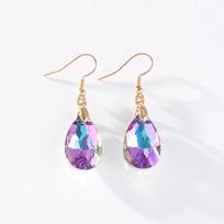 Pinkdudu Fashion 6 Spalvų Kalnų krištolas Vandens lašų Auskarai Romantiški Elegantiški Geometriniai Auskarai Moterims Papuošalai Dovanos PD1407 violetinė