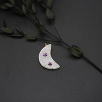 Necklace Pendant Natural Stone Moon-Shaped Winding Pendant For Jewelry Making DIY Necklace Earrings Bracelet Accessory 20x40mm black