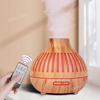 Essential Oil Aroma Diffsuer 400ml Wood Grain Diffuser Ultrasonic Cool Mist Humidifier With 7 Colorful Light Auto-off EU Plug beige
