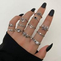 Ring Elegant Butterfly Vintage Ring Sun Vintage Love Ring Couple Set Hand Carved Party Yin Yang Ring Girl Student Snake Ring sidabras