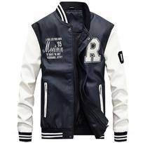 Striukė Vyriški Siuvinėjimai Beisbolo striukės Pu odiniai paltai Slim Fit College Pilot Casaco Masculino XS balta
