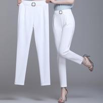 Elegantiškos aukštu juosmeniu elastingos haremo kelnės moterims važinėjančios kasdienės kaprio kelnės Madingos vienspalvės kišenės, juostos kelnės 4XL S balta