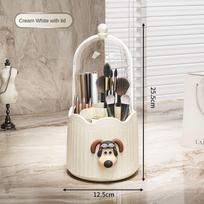 Makeup Brush Storage Tube 360 Rotating Pen Holder Dustproof with Cover Ins Storage Bucket Lipstick Eyebrow Pencil Desktop Storage Box gray