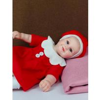 Smile Reborn Doll, Cloth Body Soft Dolls For Christmas Decoration Lovely Toy For Baby red