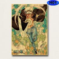 Vintage Anime ONE PIECE Plakatai Kraftpopierius Retro plakatas Sienų menas Tapyba Studija Namai Svetainės Baro apdaila Paveikslėliai Sienų lipdukai 30x21cm black