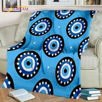 Bule Evil Eye Blanket Hamsa Hand Psychedelic Blanket for Travel Bedding Chair Adult Lightweight Bohemian Style Blanket Tapestry 125x150cm