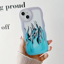 Skaidrus Wave Edge dažytas silikoninis dėklas, skirtas iPhone 15 14 13 11 Xiaomi Redmi Note 10 11 12 Samsung A54 A34 A24 Funda Blue Rose liepsnos dangtelis Infinix Hot 10 (X682) gray