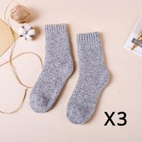 3 poros žieminės vyriškos merino vilnonės kojinės, itin storos, šiltos aukštos kokybės Harajuku retro sniego kasdieninės antifrizo kašmyro kojinės, vyriškos 3Pairs pilka