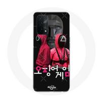 Coque pour Oppo A74 5G Squid Game Affiche masques soldats logo coréen