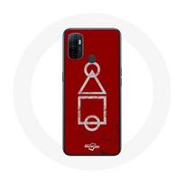 Coque Oppo A53 Squid Game logo symboles cercle carre triangle Fond Rouge raudona