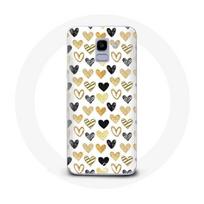 Coque pour Samsung Galaxy A6 2018 Fond de texture abstraite coeurs noir jaune et gris