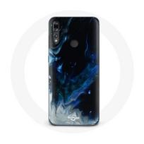 Coque pour Huawei p30 lite Nuages de fumée multicolore de bleu gris et noir sur fond noir pilka