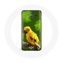 Coque pour samsung galaxy J7 2016 Oiseaux de Perruches jaune Fond Vert