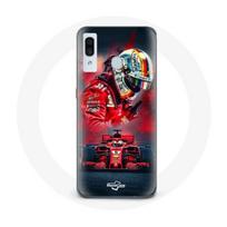 Coque pour Samsung Galaxy A40 Formule 1 Sebastian Vettel Pilote F1 Rouge raudona