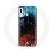 Coque pour samsung galaxy A40 fond de texture abstraite rouge noir bleu