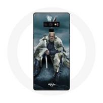 Coque pour Samsung Galaxy Note 9 Vikings Série Saison 6 Ragnar Lothbrok logo V Epée Gris Fond Brouil