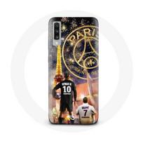 Coque pour Samsung Galaxy A70 PSG Neymar et Mbappé Joyeux noël