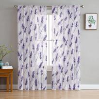Levandų Gėlės Akvarelė Tiulio Užuolaidos Svetainei Skaidri Užuolaida Miegamajam Langų Žaliuzės Voilo Užuolaidos 135W x 114H(cm) white