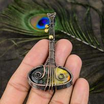 Natural Bumblebee Jasper Gemstone Handmade Copper Wire Wrap Pendant 3.15 p3l14 gray