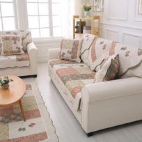 High-quality Pure Cotton Patchwork Patchwork Butterfly Sofa Cushion High-end Pastoral Fabric Cotton Seat Cushion Anti-slip Sand 70*140 white