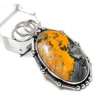 Natural Bumblebee Jasper Gemstone 925 Sterling Silver Jewelry Pendant 2.01  t8Z74 orange