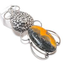 Natural Bumblebee Jasper Handmade 925 Sterling Silver Jewelry Pendant 2.84  s4r76 gray