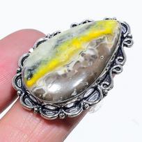 Natural Bumblebee Jasper Gemstone 925 Sterling Silver Gift Ring Size 9 a3S93 gray