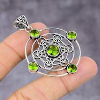 Natural Peridot Gemstone Handmade 925 Sterling Silver Gift Pendant 2.17  o6g66 white