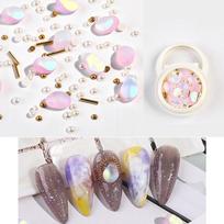 Nail Art Priedai Spar Perlų Plieniniai Rutuliukai Kniedės Vėjo Maišytas Nagų Kriauklės Akmuo Nail Art Priedai