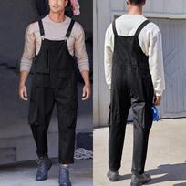 Vyriški kombinezonai su antkrūtiniais, skirti vyriškam darbui Dungarees Unisex Workwear Romper Oversized Jumpsuit L juoda