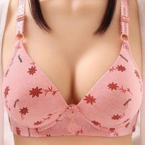 Thin Underwear Anti-sagging Anti-sagging Bra Without Steel Ring Gather Underwear Ladies Pure Cotton Fabric Light and Breathable 36/80BC beige