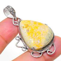 Natural Bumblebee Jasper Gemstone 925 Sterling Silver Gift Pendant 2.01  s1S74 beige