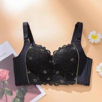 Sexy Lace Women's Bra Underwear Women's No Underwire Gathering Bra Anti-sagging Upper Collection Side Breast 40//90C šviesiai mėlyna spalva