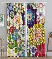 Bohemiška Retro Prabangi Užuolaida Plona Poliesterio Apsauga nuo Saulės Langų Dekoratyvinė Boho Spaudos Užuolaida Miegamajam Baigtos Užuolaidos W50H130(CM)x2&Grommet Top red