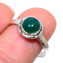 Natural Green Onex Gemstone Handmade 925 Sterling Silver Jewelry Ring S.9 i0c54