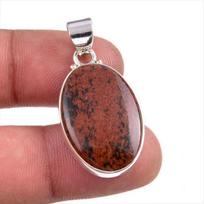 Natūralus raudonojo mahagonio obsidiano brangakmenis 925 kieto sidabro dovaninis pakabukas 1,5  K8A73 brown