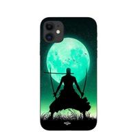Phone Case - MANIACASE - Iphone 11 - Silicone - Black - Roronoa Zoro, triple sword, full moon juoda