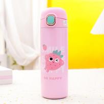 Mielas animacinių filmų termoso butelis vaikams nerūdijančio plieno terminis puodelis vakuuminis kolba Kelioninis izoliuotas puodelis vaikams terminio vandens butelis 420ml pink