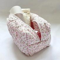 Fashion Floral Puffy Quilted Makeup Bag Travel Cosmetic Jewelry Storage Organizer Handbag Pouch Large Capacity Make Up Bags gray