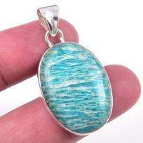 Natural Amazonite Gemstone Handmade 925 Solid Sterling Silver Pendant 1.50  R2W38