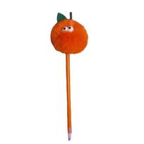 Cute Cartoon Orange Hairball Biont Ballpoint Pen Creative Fruit Personality Plush Pen School Supplies Kid Gift Stationery 1PC juoda