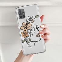 Clear Case For Samsung Galaxy A52 A12 A51 A32 A21s A71 A32 A22 50 A70 A31 A72 5G Phone Cover Love Line Flower Samsung A73 5G
