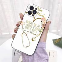 Sveikatos širdies ir stetoskopo telefono dėklas, skirtas iPhone 8 7 6 6S Plus X SE 2020 XR XS 14 11 12 13 Mini Pro Max mobilusis dėklas 6plus or 6s plus beige